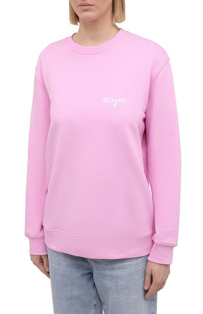 Хлопковый свитшот MSGM светло-розового цвета по цене 18350 руб., арт. 3041MDM107 217299, фото 3 Хлопковый свитшот MSGM, арт. 3041MDM107 217299, фото 3