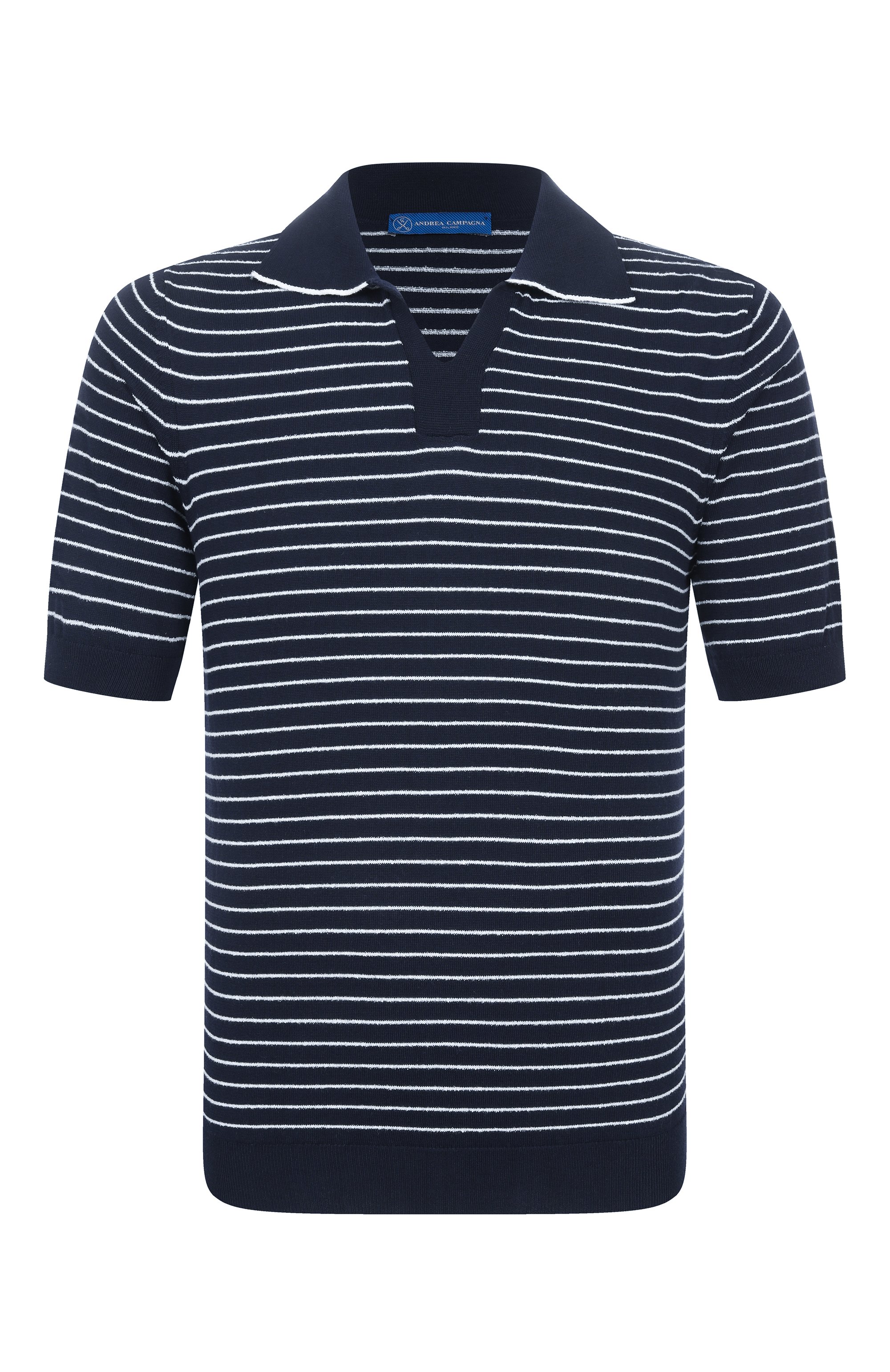 Хлопковое поло ANDREA CAMPAGNA темно-синего цвета по цене 36200 руб., арт. M5426-8029, фото 1 Хлопковое поло ANDREA CAMPAGNA, арт. M5426-8029, фото 1