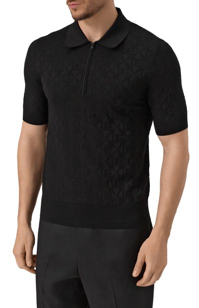 Шелковое поло DOLCE & GABBANA черного цвета по цене 175500 руб., арт. GXZ79T/JBSM4, фото 3 Шелковое поло DOLCE & GABBANA, арт. GXZ79T/JBSM4, фото 3