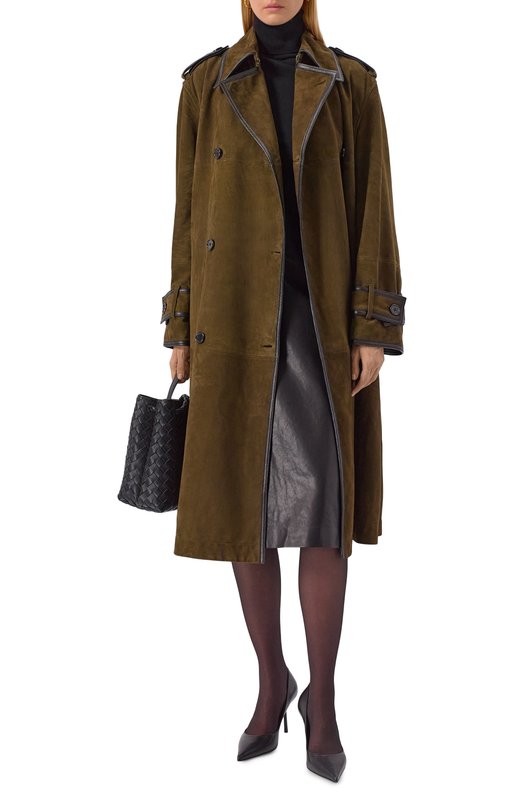 Замшевый тренч Nina Ricci 25AUMA015/G00022 Хаки  25AUMA015/G00022 Фото 2