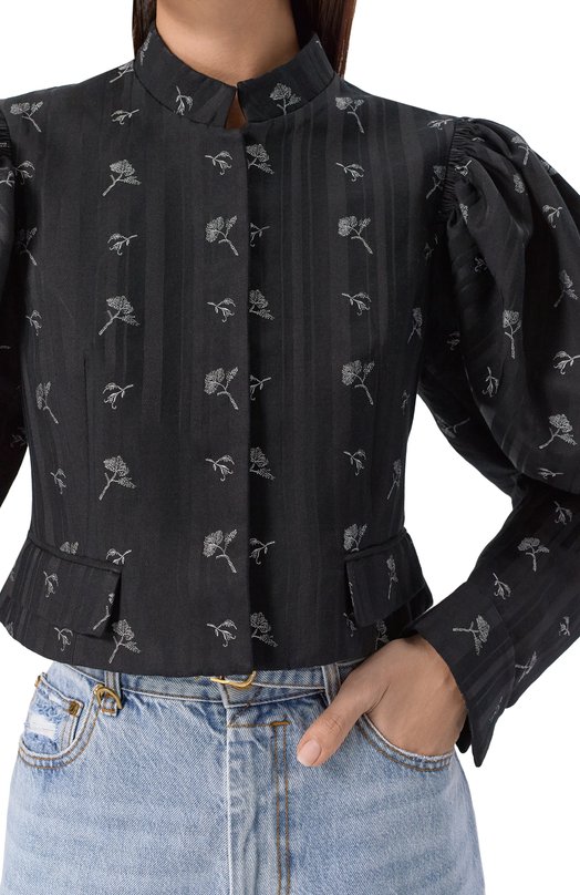 Жакет из хлопка и шелка Chloé CH25UVE05425 Чёрный  CH25UVE05425 Фото 5