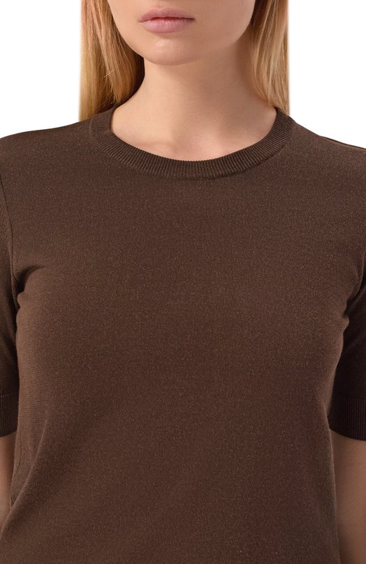 Пуловер из вискозы и хлопка Dolce & Gabbana FXG26T/JFMEB Коричневый  FXG26T/JFMEB Фото 5