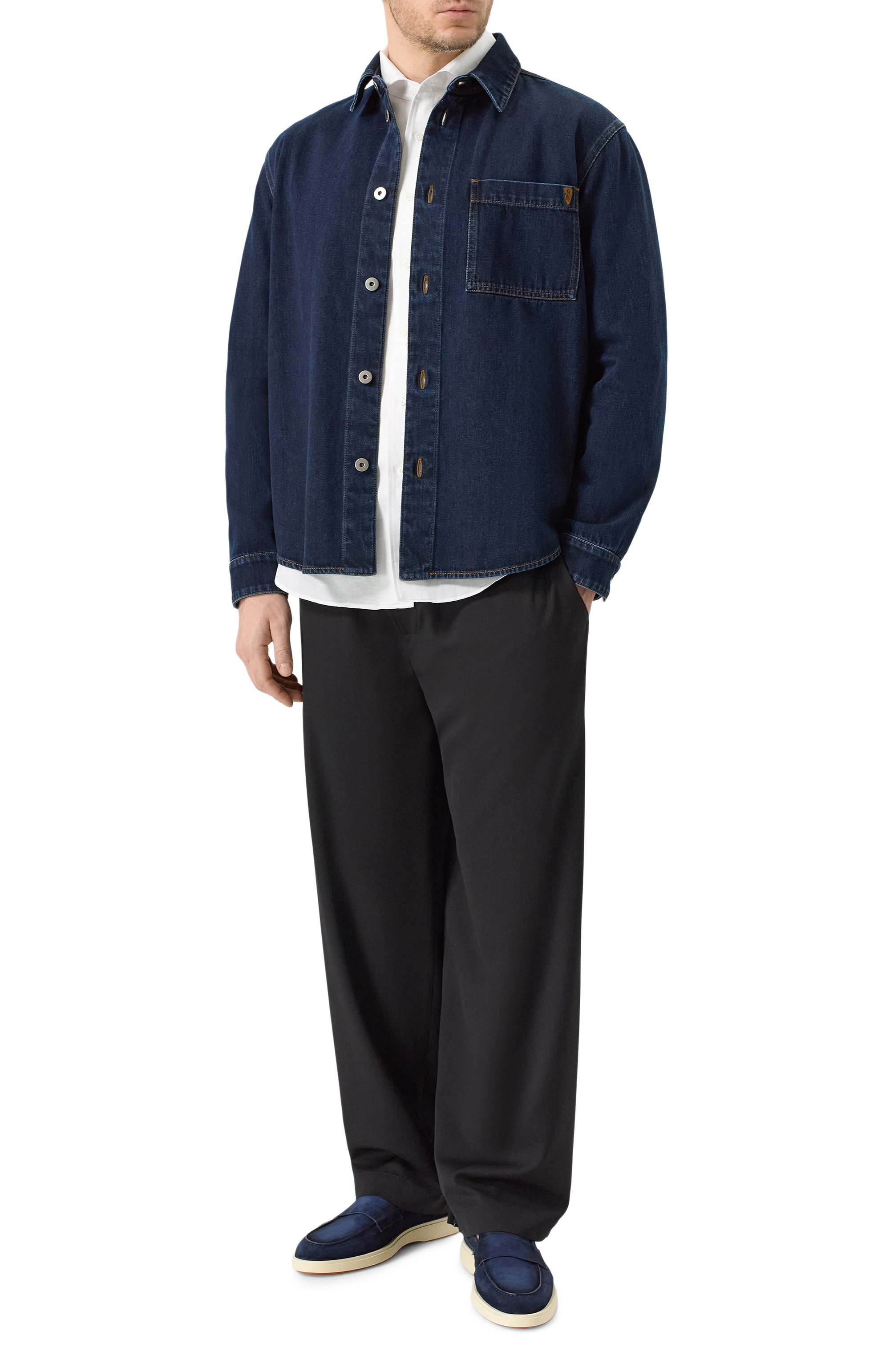 Замшевые лоферы detroit SANTONI темно-синего цвета по цене 99500 руб., арт. MGDG19051TICSEAA, фото 2 Замшевые лоферы detroit SANTONI, арт. MGDG19051TICSEAA, фото 2