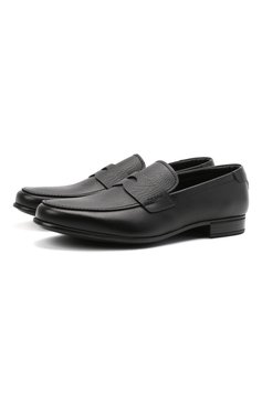 Мужские кожаные пенни-лоферы PRADA черного цвета, арт. 2DC213-053-F0002-G000 | Фото 1 (Мужское Кросс-КТ: Лоферы-обувь; Стили: Классический; Материал сплава: Проставлено; Нос: Не проставлено; Материал внешний: Натуральная кожа)