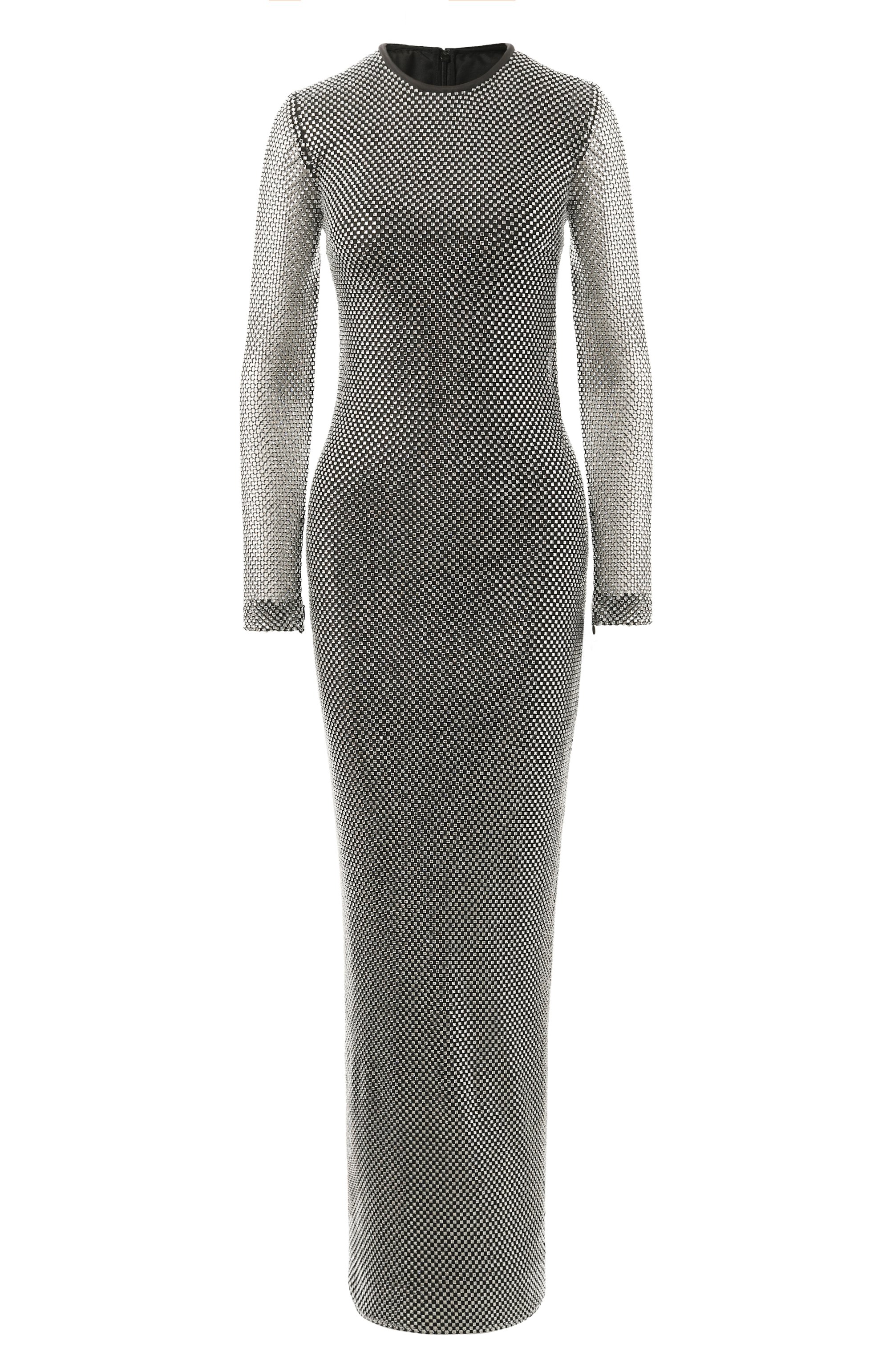 Платье с отделкой стразами DOLCE & GABBANA серебряного цвета по цене 875500 руб., арт. F6JRRT/HLSA0, фото 1 Платье с отделкой стразами DOLCE & GABBANA, арт. F6JRRT/HLSA0, фото 1