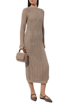Женская сумка BRUNELLO CUCINELLI бежевого цвета, арт. MBTPD2496P | Фото 7 (Драгоценные камни: Проставлено; Материал: Натуральный мех; Материал сплава: Проставлено; Ремень/цепочка: На ремешке; Размер: mini; Сумки-технические: Сумки top-handle)