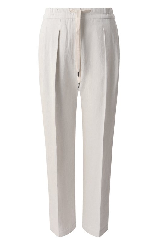 Брюки из хлопка и льна Brunello Cucinelli MH561B1311 Кремовый MH561B1311