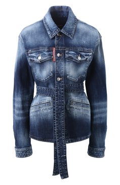 Женская джинсовая куртка DSQUARED2 синего цвета, арт. S75DL0906/S30664 | Фото 1 (Материал сплава: Проставлено; Длина (верхняя одежда): Короткие; Драгоценные камни: Проставлено; Рукава: Длинные; Кросс-КТ: Деним, Куртка, Легкие; Стили: Кэжуэл; Материал внешний: Деним, Хлопок)