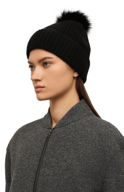 Кашемировая шапка с отделкой из песца YVES SALOMON, арт. 23WAA524XXMACA, фото 2