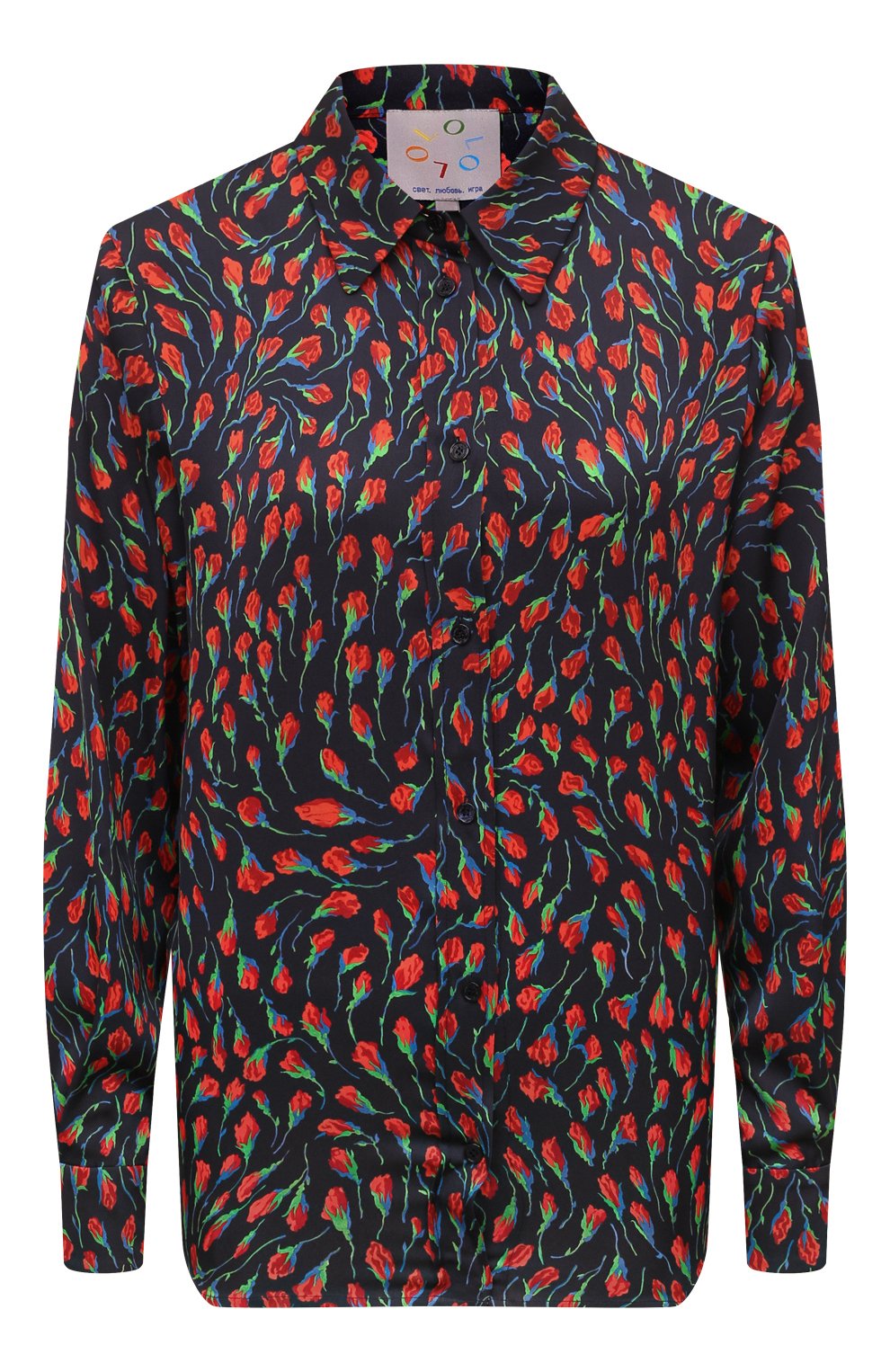 Шелковая блузка OLOLOL разноцветного цвета по цене 39000 руб., арт. OLBL047/1010.TU403/W25, фото 1 Шелковая блузка OLOLOL, арт. OLBL047/1010.TU403/W25, фото 1