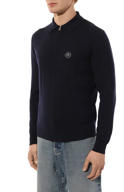 Шерстяное поло с отделкой из кожи аллигатора STEFANO RICCI, арт. KE06000AZ1/E23301/ALMIS, фото 3