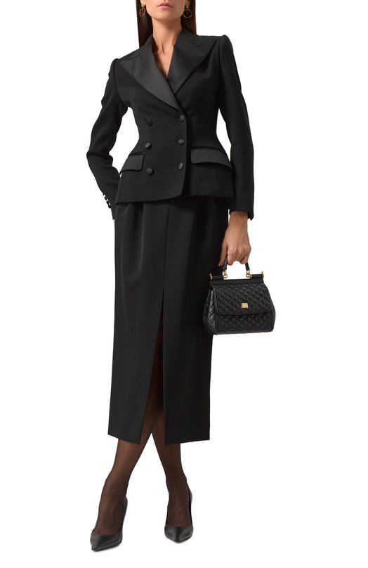 Жакет из шерсти и шелка Dolce & Gabbana F27CTT/FUBGE Чёрный  F27CTT/FUBGE Фото 2