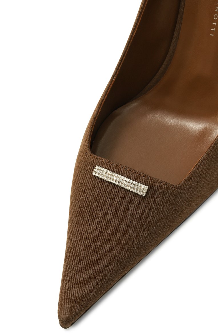 Женские текстильные туфли intrigo 105 GIUSEPPE ZANOTTI DESIGN коричневого цвета, арт. E560014 | Фото 7 (Материал внешний: Текстиль; Каблук высота: Высокий; Материал внутренний: Натуральная кожа; Подошва: Пло�ская; Каблук тип: Шпилька; Автоматизация состава: Проставлено; Автоматизация ТО: Проставлено)