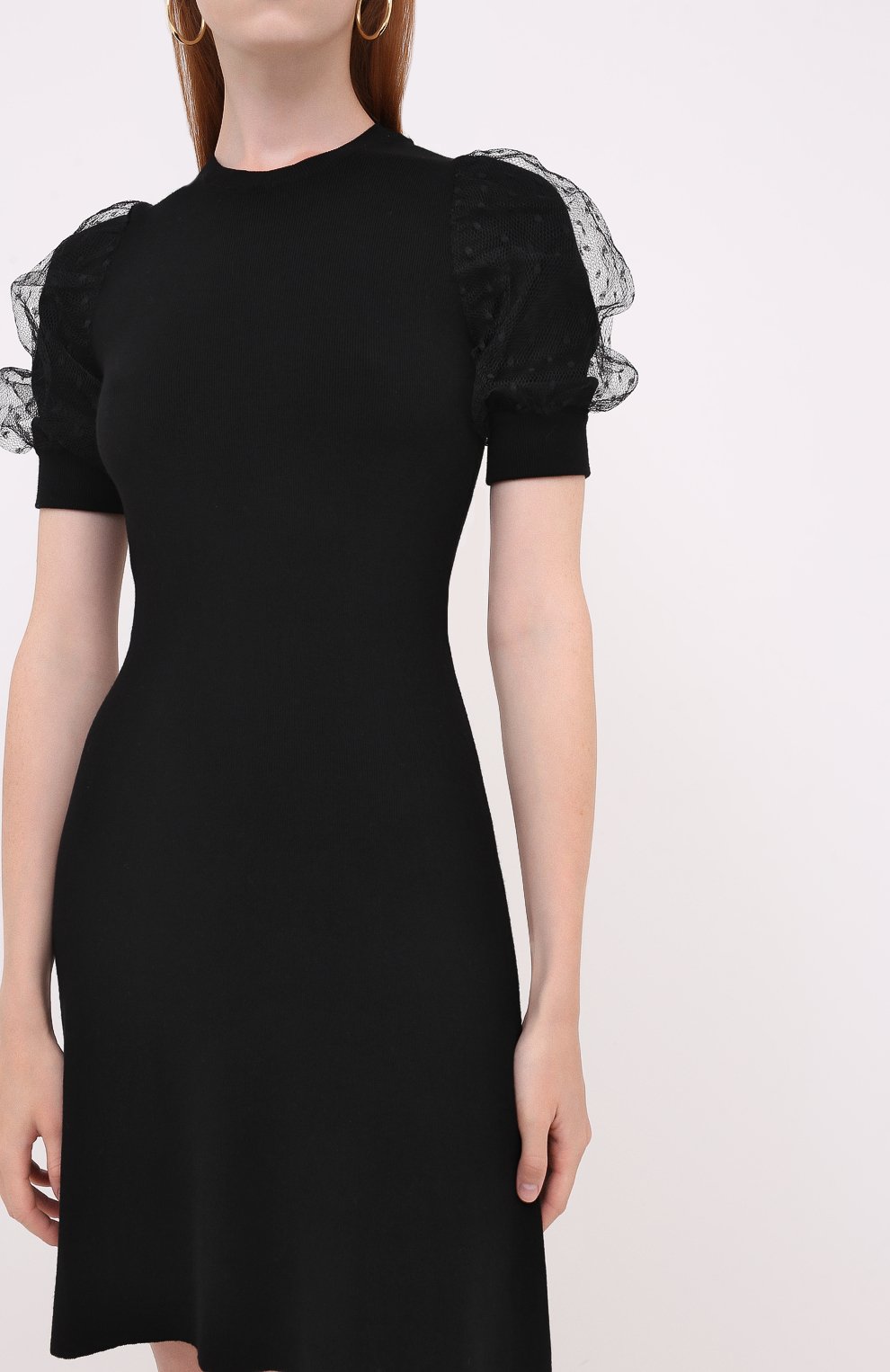 Платье из вискозы REDVALENTINO черного цвета по цене 72650 руб., арт. UR3KD00V/59B, фото 3 Платье из вискозы REDVALENTINO, арт. UR3KD00V/59B, фото 3