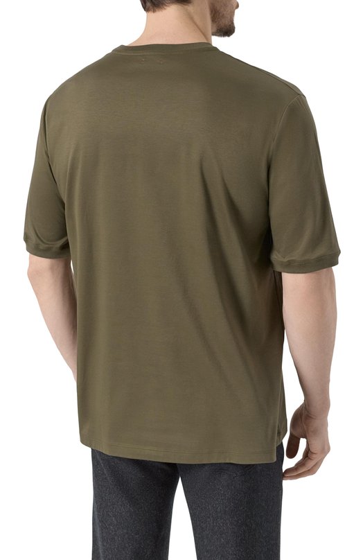 Хлопковая футболка Kiton UMC029H0920008_5XL-8XL Хаки  UMC029H0920008_5XL-8XL Фото 4