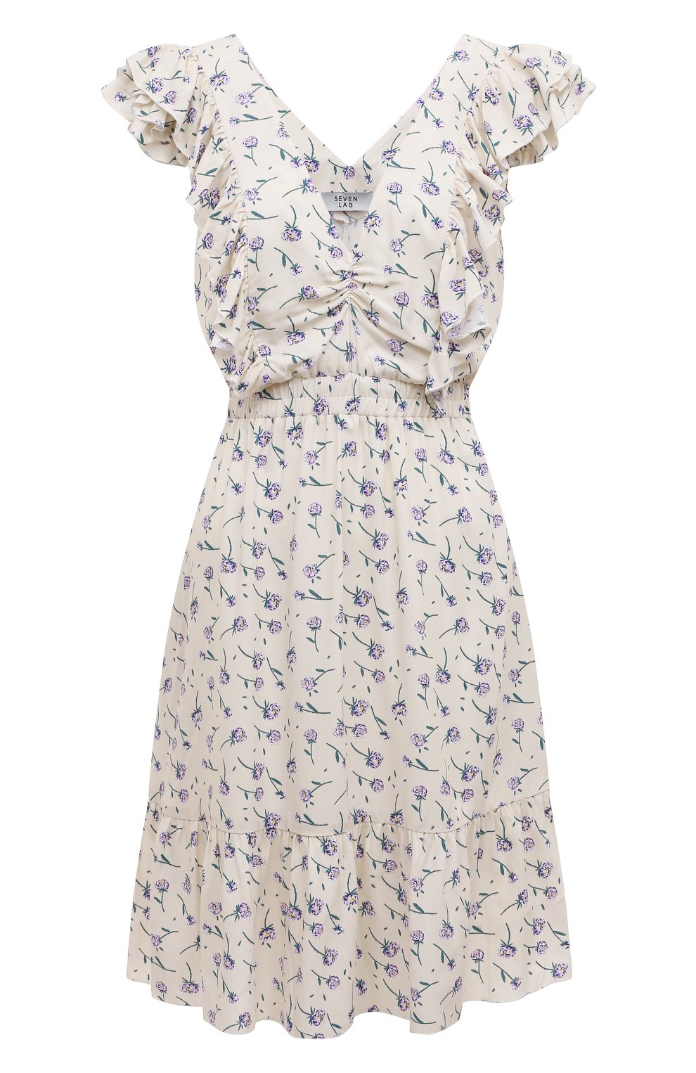 Платье из вискозы SEVEN LAB кремового цвета по цене 14700 руб., арт. DM1 floral milk, фото 1 Платье из вискозы SEVEN LAB, арт. DM1 floral milk, фото 1