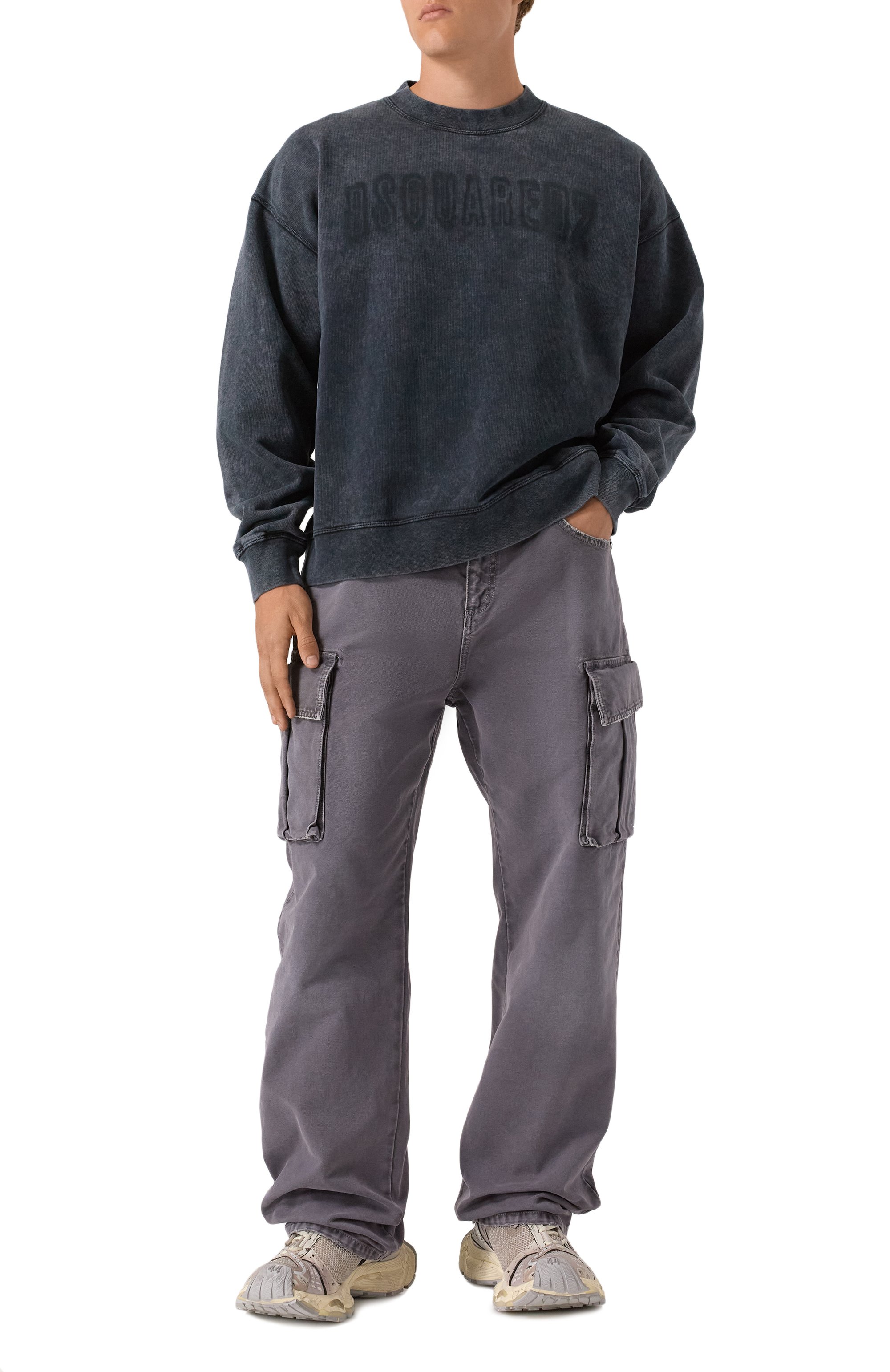 Хлопковый свитшот DSQUARED2 темно-серого цвета по цене 59950 руб., арт. S74GU0885/S25030, фото 2 Хлопковый свитшот DSQUARED2, арт. S74GU0885/S25030, фото 2