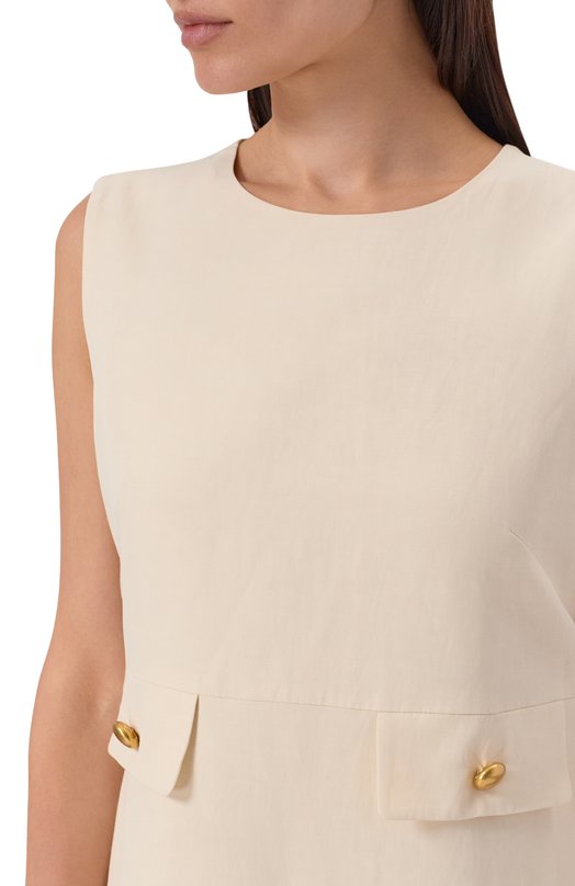 Платье из вискозы и льна P.A.R.O.S.H. D726096G/RAISA26 Бежевый  D726096G/RAISA26 Фото 4