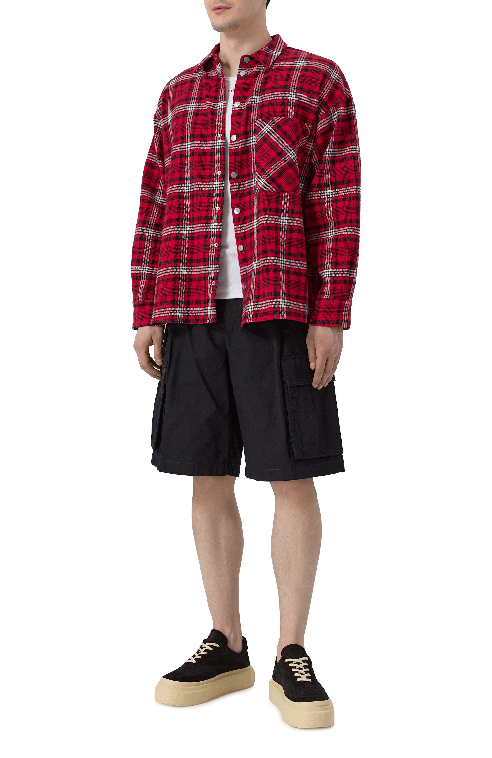 Хлопковая рубашка DIEGO VENTURINO красного цвета по цене 37050 руб., арт. DVCMC-0/BRWPU0, фото 2 Хлопковая рубашка DIEGO VENTURINO, арт. DVCMC-0/BRWPU0, фото 2