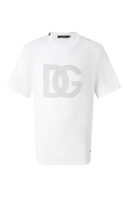 Мужская хлопковая футболка DOLCE & GABBANA белого цвета, арт. G8PN9T/G7040 | Фото 1 (Материал сплава: Проставлено; Материал внешний: Хлопок; Рукава: Короткие; Длина (для топов): Стандартные; Драгоценные камни: Проставлено)