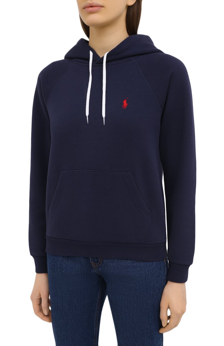 Женский хлопковое худи POLO RALPH LAUREN синего цвета, арт. 211794394 | Фото 3 (Длина (для топов): Стандартные; Рукава: Длинные; Материал внешний: Хлопок; Женское Кросс-КТ: Худи-одежда; Стили: Спорт-шик; Региональные ограничения белый список (Axapta Mercury): RU; Материал сплава: Проставлено; Драгоценные камни: Проставлено)