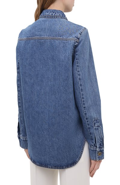 Джинсовая рубашка NANUSHKA синего цвета по цене 42750 руб., арт. SEINT_MEDIUM BLUE_RIGID DENIM, фото 4 Джинсовая рубашка NANUSHKA, арт. SEINT_MEDIUM BLUE_RIGID DENIM, фото 4