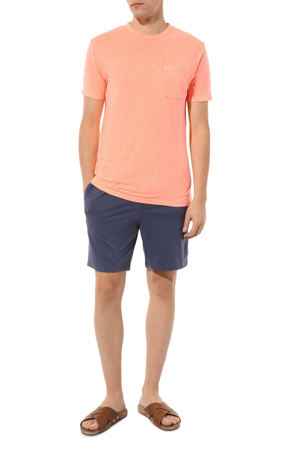 Льняная футболка MC2 SAINT BARTH оранжевого цвета по цене 9520 руб., арт. STBM/ECSTASEA/00006D, фото 2 Льняная футболка MC2 SAINT BARTH, арт. STBM/ECSTASEA/00006D, фото 2