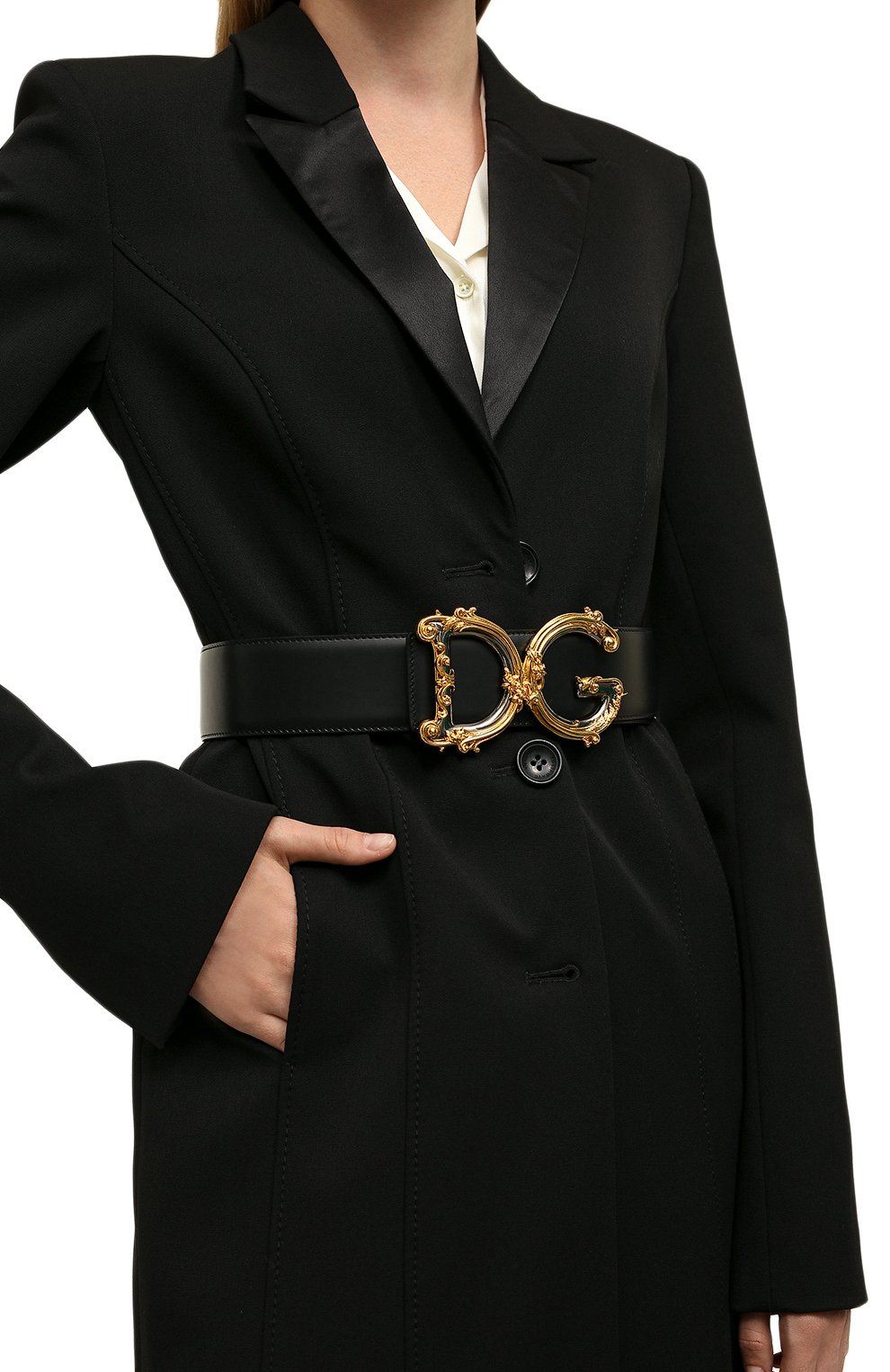 Кожаный ремень DOLCE & GABBANA черного цвета по цене 79950 руб., арт. BE1336/AZ831, фото 2 Кожаный ремень DOLCE & GABBANA, арт. BE1336/AZ831, фото 2