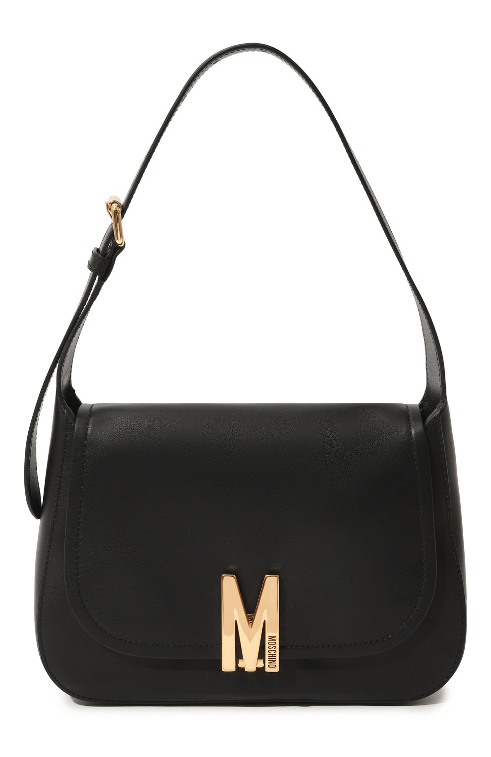 Женская сумка m bag MOSCHINO черного цвета, арт. A7465/8008 | Фото 1 (Сумки-технические: Сумки top-handle; Размер: medium; Материал: Натуральная кожа; Материал сплава: Проставлено; Драгоценные камни: Проставлено)