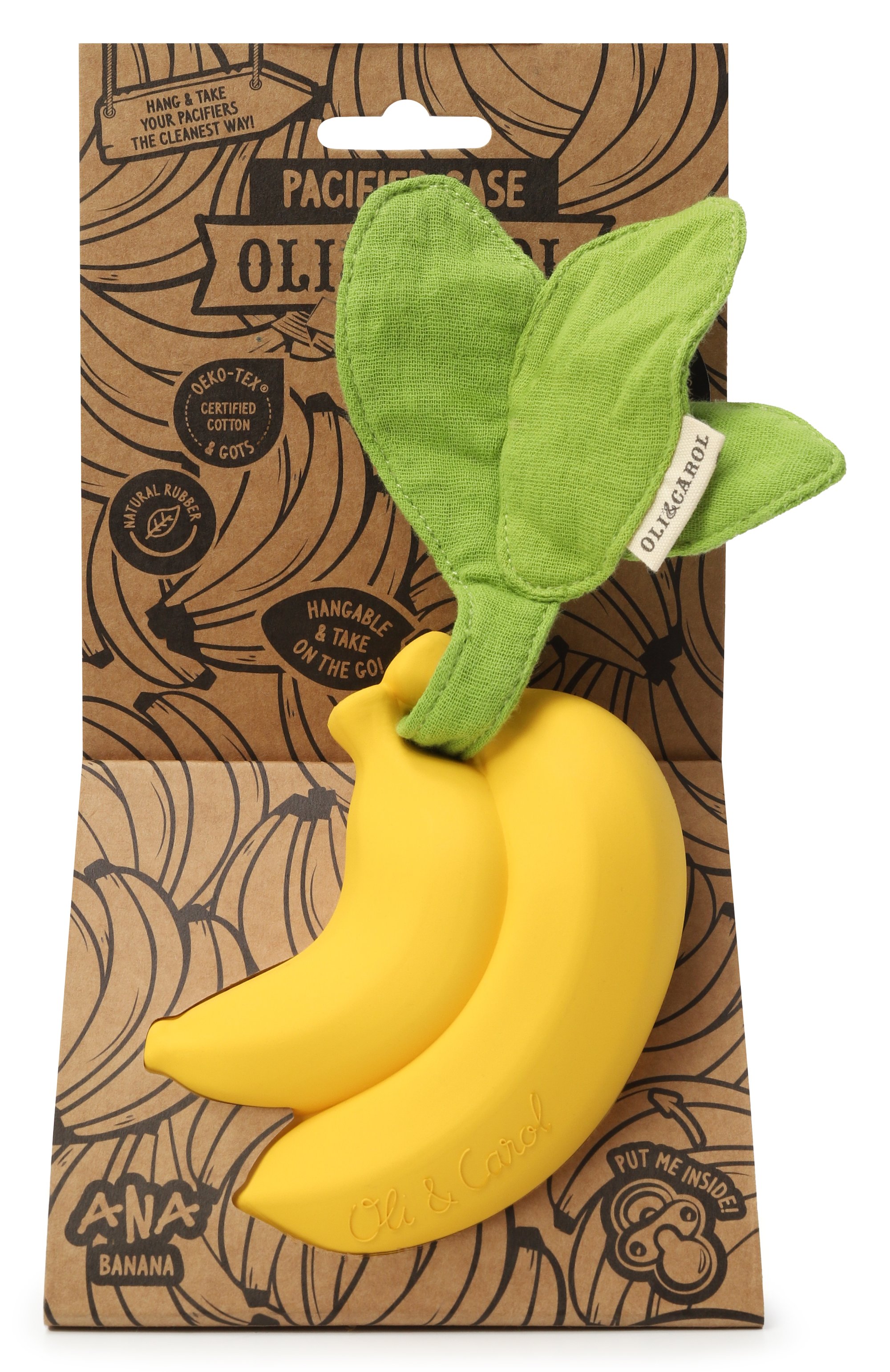 Контейнер для пустышки ana banana OLI&CAROL, арт. L-PACIFIER-BANANA, фото 1