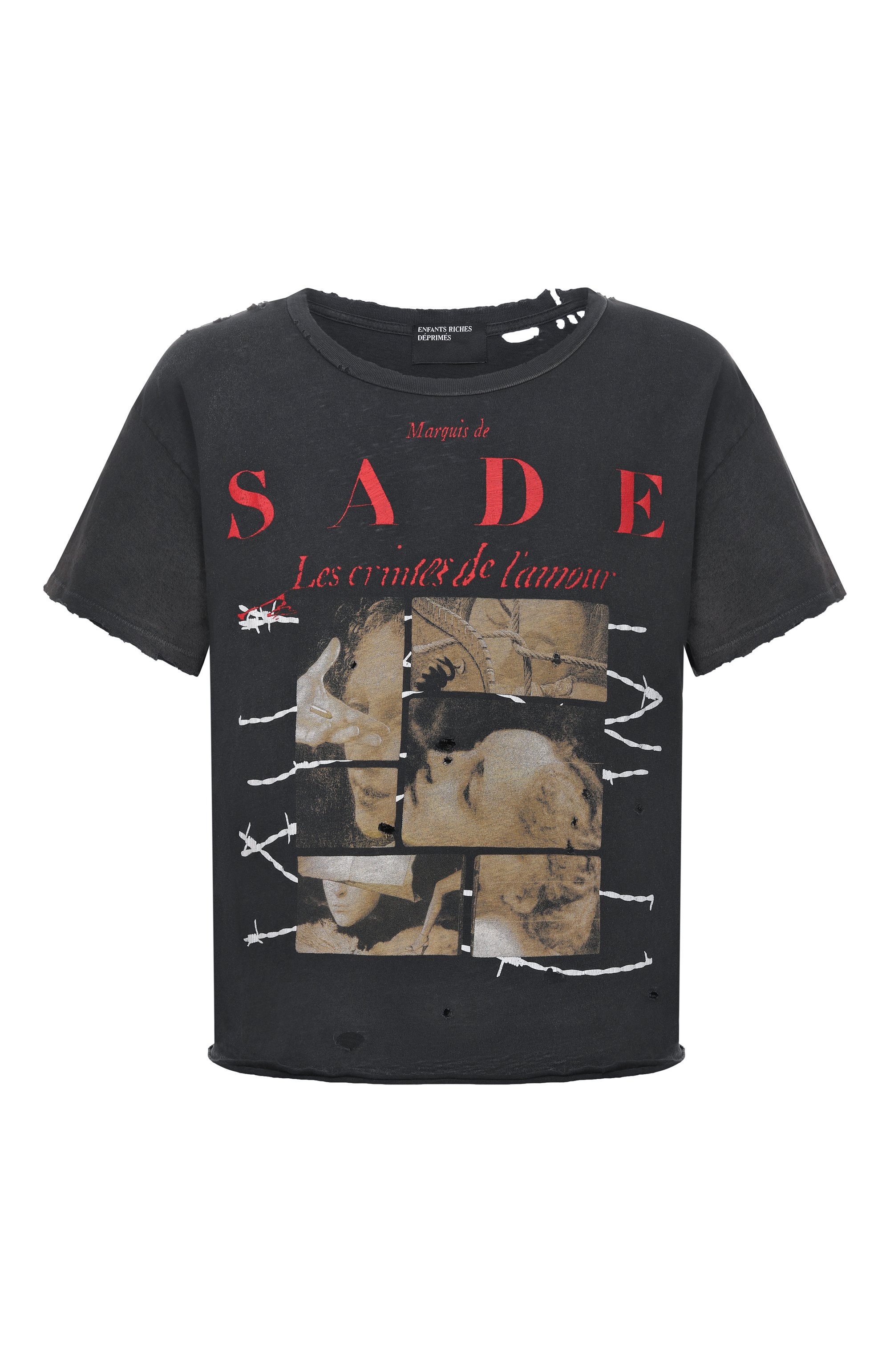 Хлопковая футболка ENFANTS RICHES DEPRIMES черного цвета по цене 92950 руб., арт. 010-868/C0TT0N, фото 1 Хлопковая футболка ENFANTS RICHES DEPRIMES, арт. 010-868/C0TT0N, фото 1
