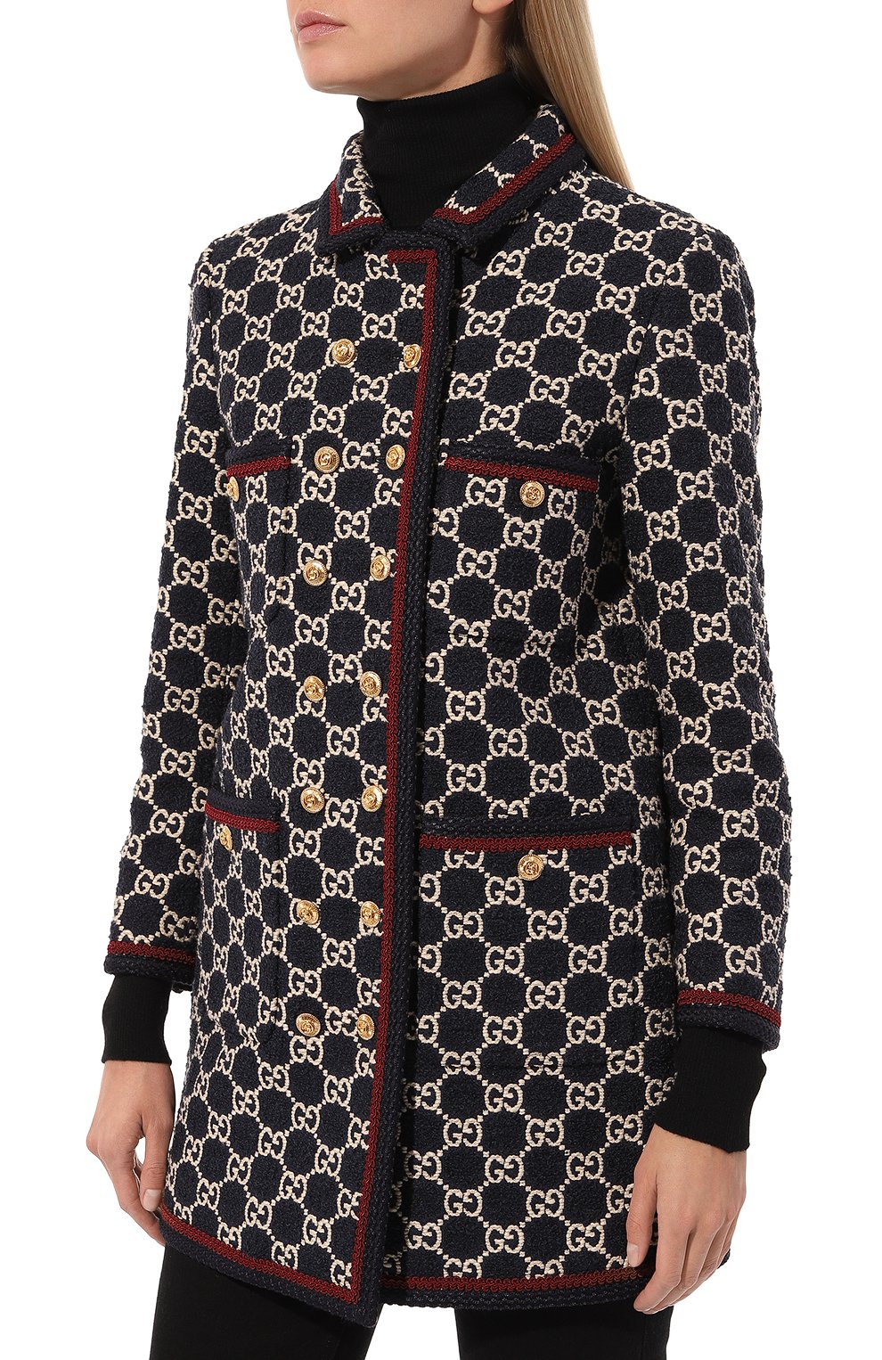 Полупальто из хлопка и шерсти GUCCI синего цвета по цене 504000 руб., арт. 577448 ZAAMP, фото 3 Полупальто из хлопка и шерсти GUCCI, арт. 577448 ZAAMP, фото 3