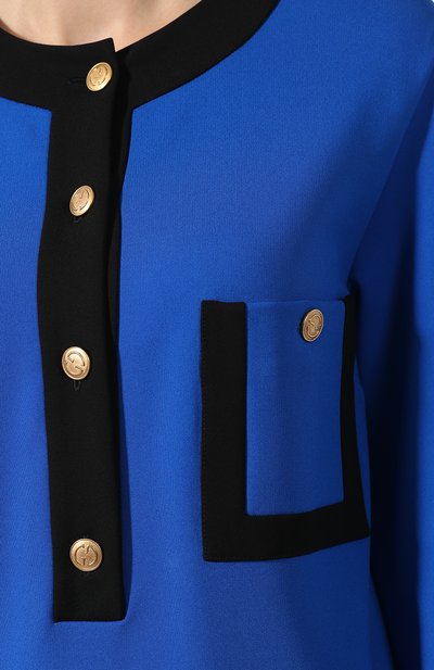 Платье с контрастной отделкой GUCCI синего цвета по цене 157500 руб., арт. 538750/X7C93, фото 5 Платье с контрастной отделкой GUCCI, арт. 538750/X7C93, фото 5