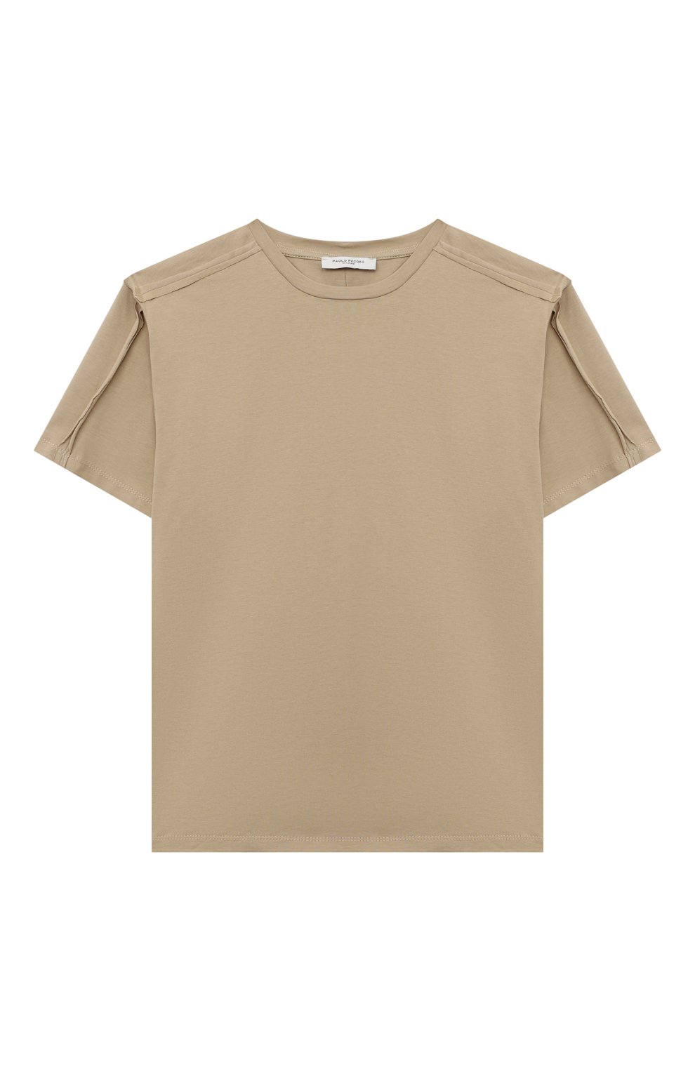 Хлопковая футболка PAOLO PECORA MILANO бежевого цвета по цене 8595 руб., арт. PP3370/14A-16A, фото 1 Хлопковая футболка PAOLO PECORA MILANO, арт. PP3370/14A-16A, фото 1