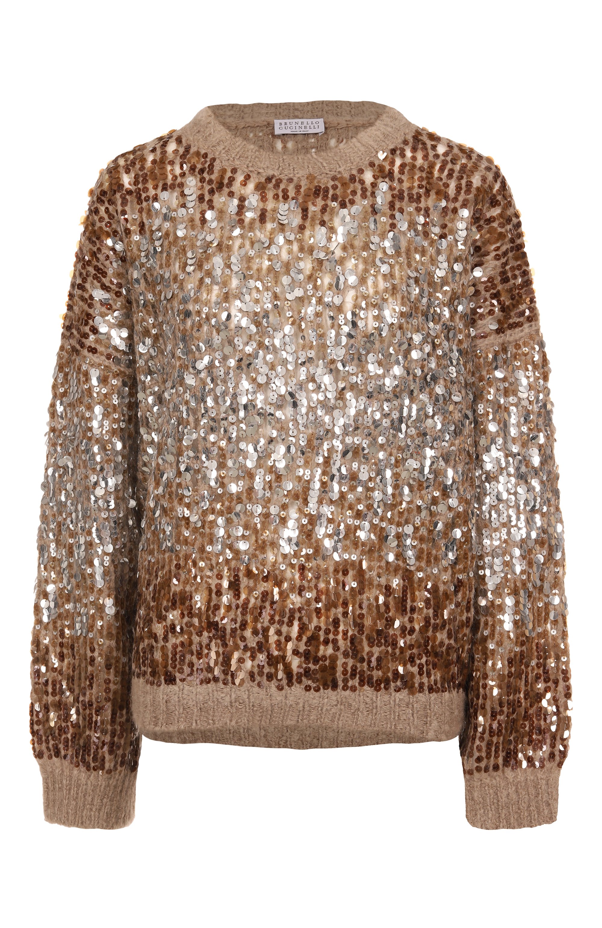 Шерстяной свитер с отделкой пайетками BRUNELLO CUCINELLI, арт. M1U375900P, фото 1