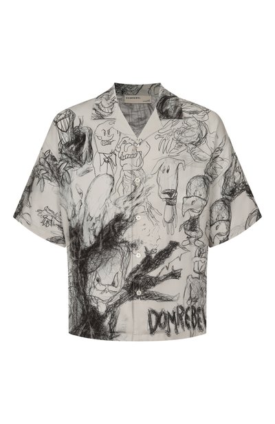 Мужская рубашка из вискозы DOMREBEL, арт. M DRAWINGS/CAMP C0LLAR SHIRT