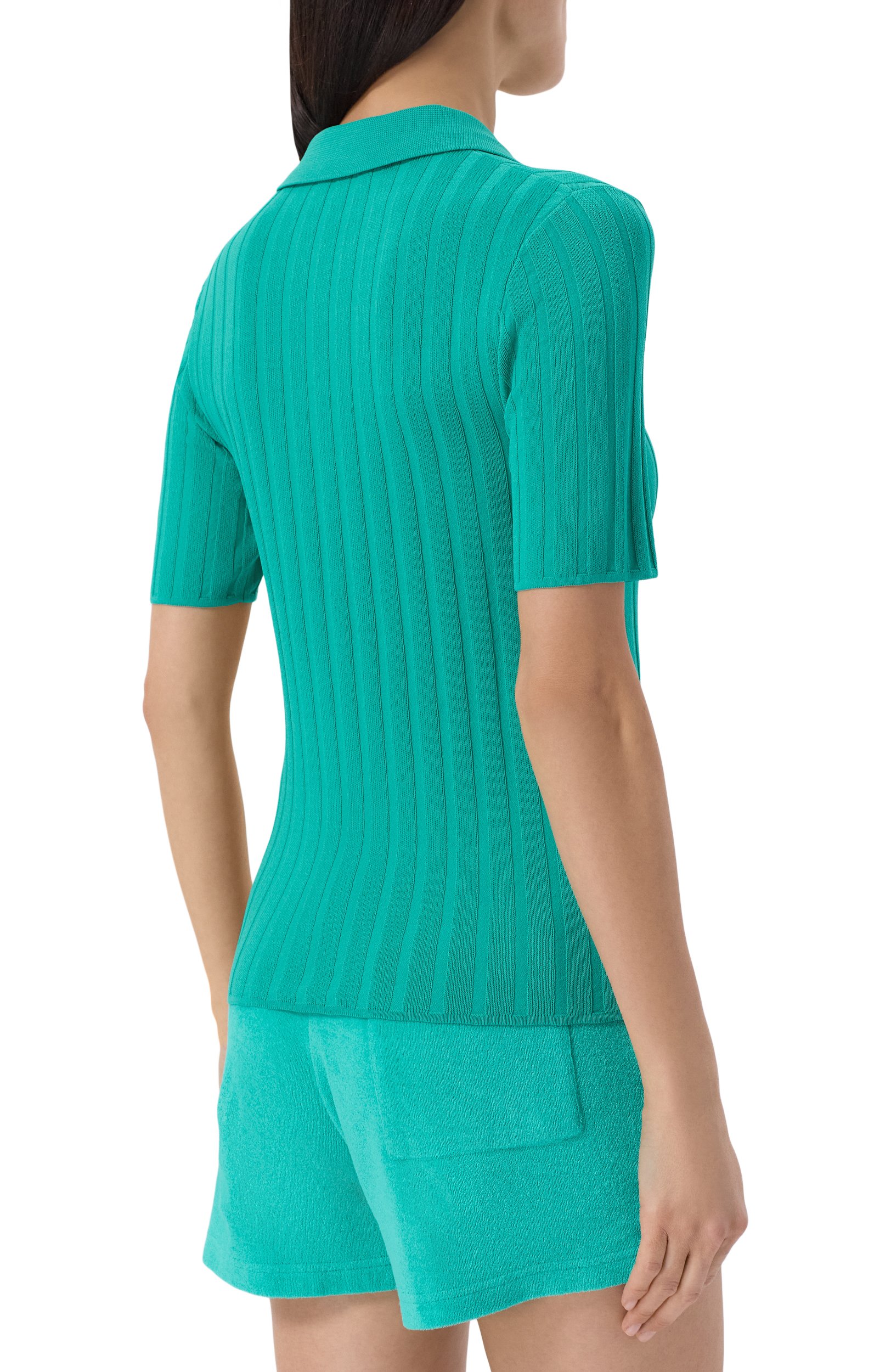 Поло из вискозы SPORTY AND RICH зеленого цвета по цене 28600 руб., арт. WS069712302GR02, фото 4 Поло из вискозы SPORTY AND RICH, арт. WS069712302GR02, фото 4