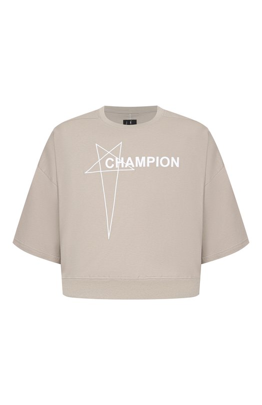 Хлопковая футболка Rick Owens x Champion Rick Owens CM01E1677/CHJG Бежевый CM01E1677/CHJG