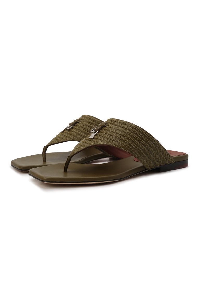 LP SPRIGHTLY CHARMS SANDAL WHITE AND OLIVE CALFSKIN