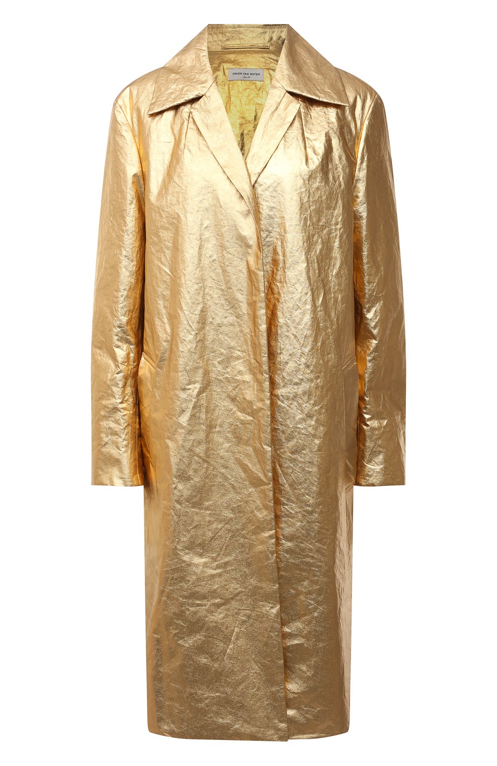 Льняное пальто DRIES VAN NOTEN золотого цвета по цене 150500 руб., арт. 211-10234-2327, фото 1 Льняное пальто DRIES VAN NOTEN, арт. 211-10234-2327, фото 1