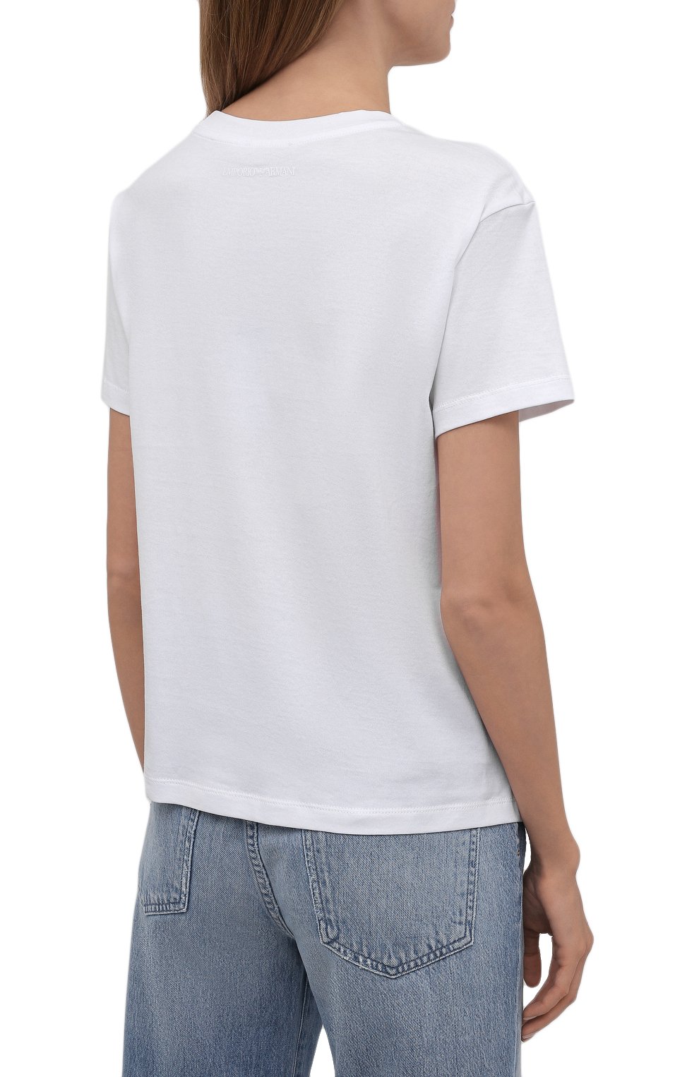 Хлопковая футболка EMPORIO ARMANI белого цвета по цене 15250 руб., арт. 6K2T7J/2J30Z, фото 4 Хлопковая футболка EMPORIO ARMANI, арт. 6K2T7J/2J30Z, фото 4