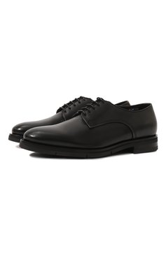 Мужские кожаные дерби SANTONI черного цвета, арт. MCWG18213JM3ACLBN01 | Фото 1 (Материал утеплителя: Натуральный мех; Материал сплава: Проставлено; Нос: Не проставлено; Стили: Классический)