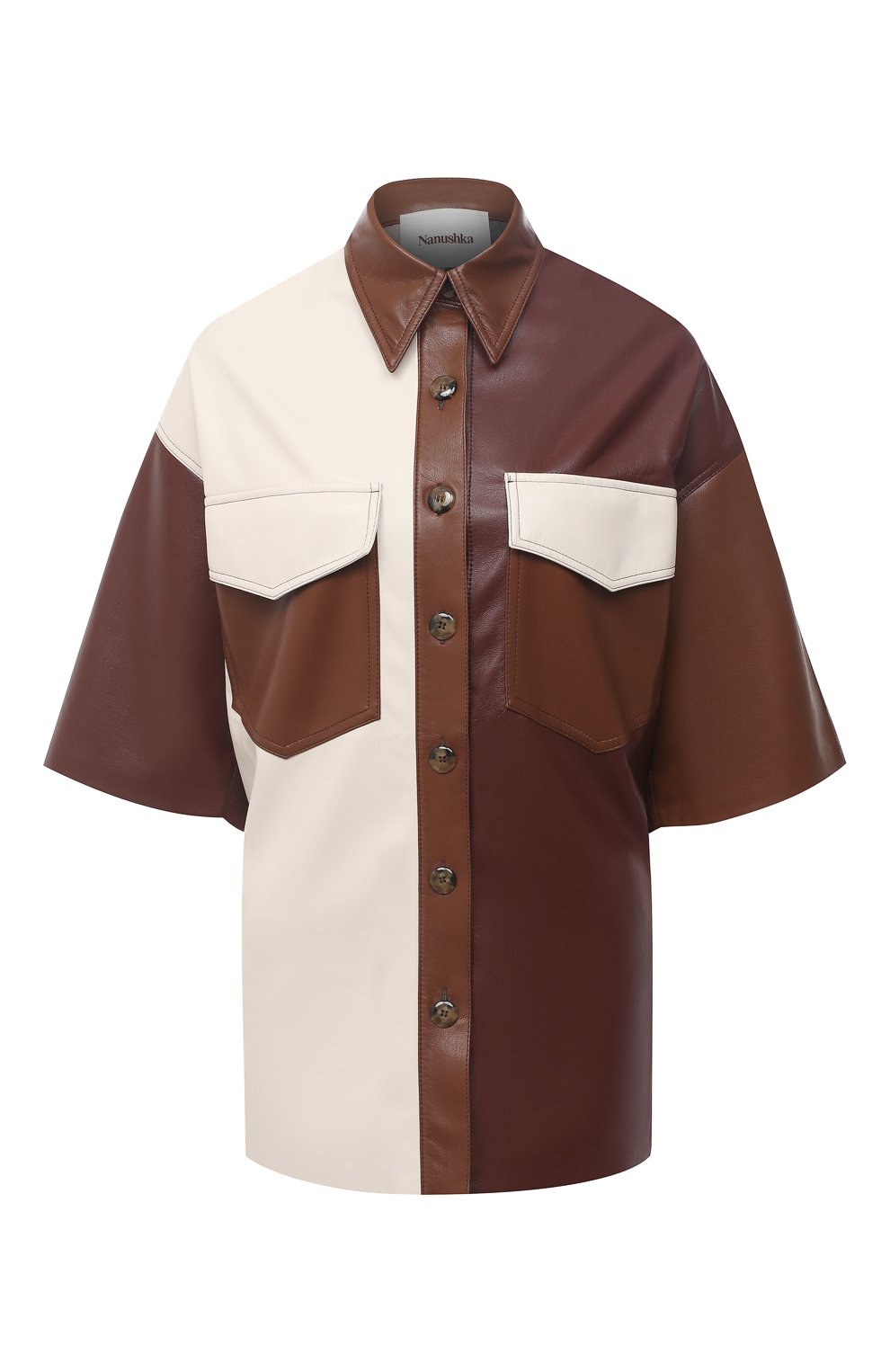 Рубашка NANUSHKA, арт. R0QUE_BR0WN PATCH_VEGAN LEATHER, фото 1