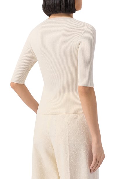 Пуловер из шелка и хлопка PINKO кремового цвета по цене 17850 руб., арт. 102017/A1KW, фото 4 Пуловер из шелка и хлопка PINKO, арт. 102017/A1KW, фото 4