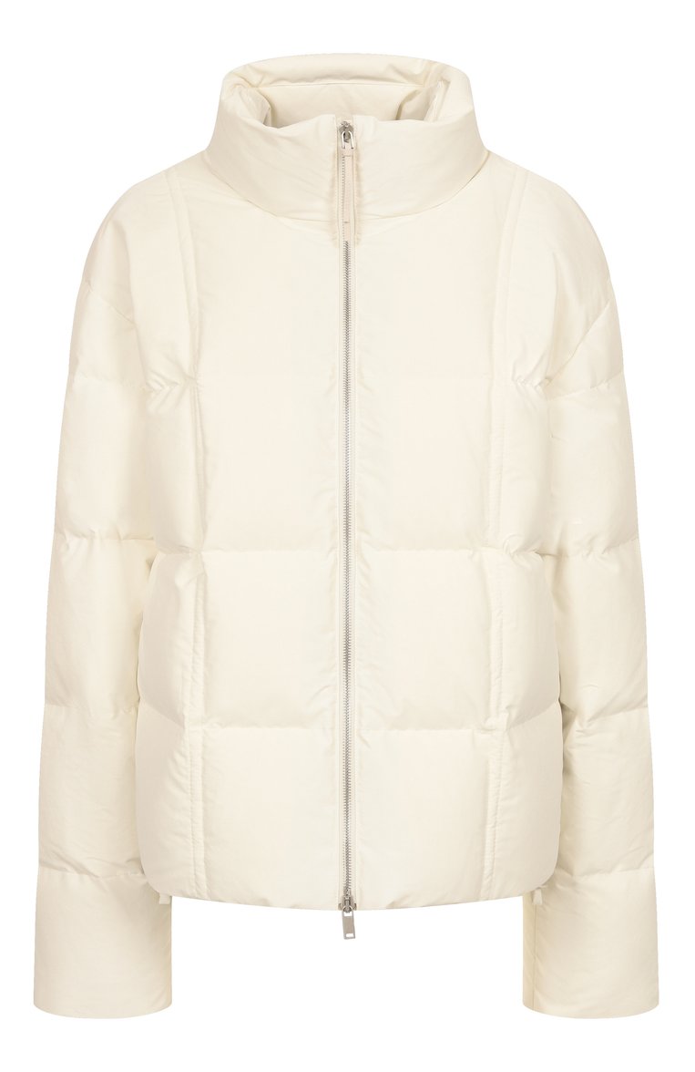 Женский пуховик JIL SANDER кремового цвета, арт. J40AF0170-J74276 | Фото 1 (Материал подклада: Синтетический материал; Материал внешний: Синтетический материал; Длина (верхняя одежда): Короткие; Материал утеплителя: Пух и перо; Рукава: Длинные; Кросс-КТ: Пуховик; Стили: Минимализм; Автоматизация состава: Проставлено; Автоматизация ТО: Проставлено)