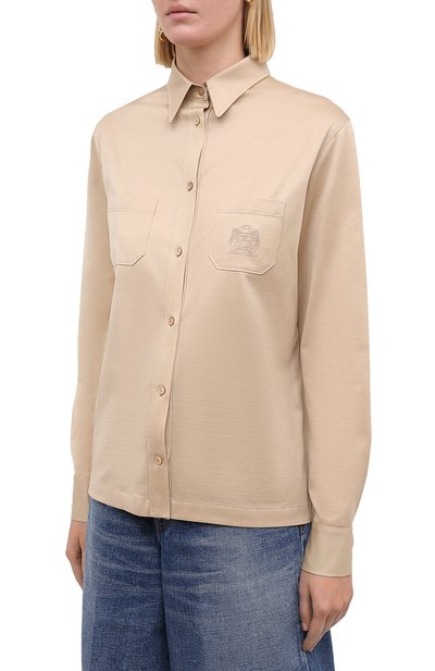 Хлопковая рубашка CELINE светло-бежевого цвета по цене 85850 руб., арт. 2X455216I, фото 3 Хлопковая рубашка CELINE, арт. 2X455216I, фото 3
