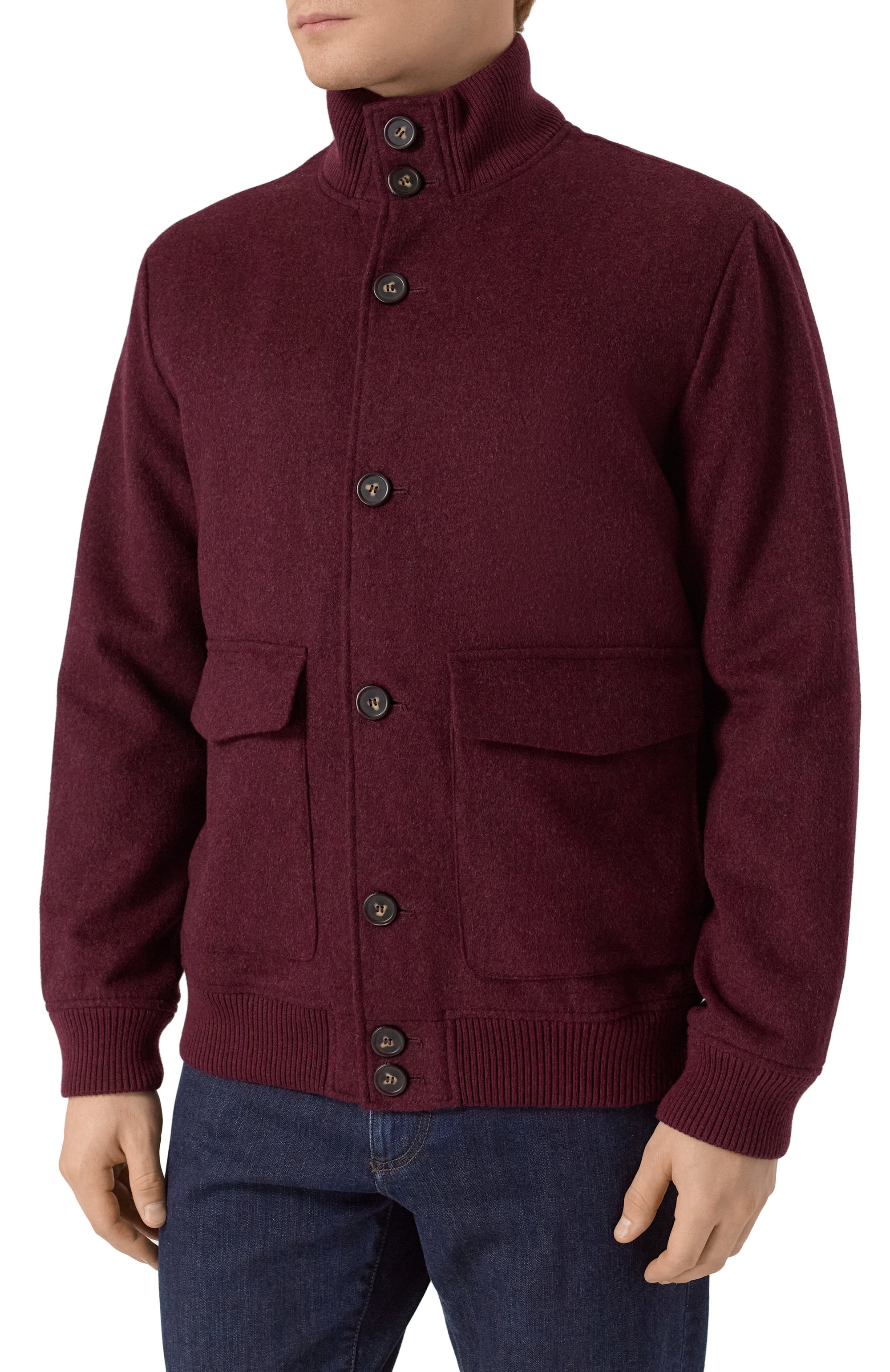 Шерстяной бомбер 12 STOREEZ бордового цвета по цене 53000 руб., арт. 127380, фото 3 Шерстяной бомбер 12 STOREEZ, арт. 127380, фото 3