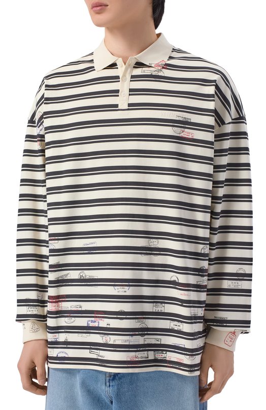 Хлопковое поло VETEMENTS ME76P0231WB/26430 JERSEY Чёрно-белый  ME76P0231WB/26430 JERSEY Фото 3
