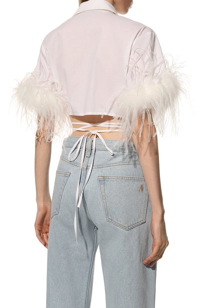 Хлопковый топ с отделкой перьями GIUSEPPE DI MORABITO, арт. PS23135T0-P-126, фото 4