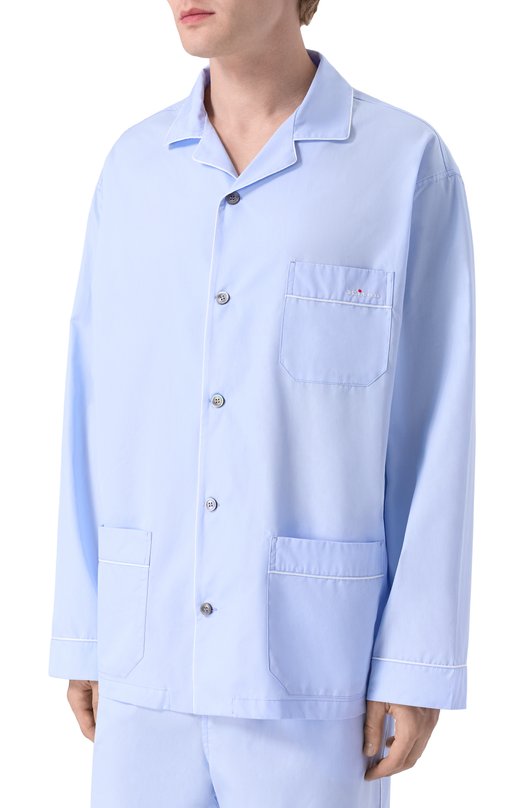Хлопковая сорочка Kiton UNWM011K0244H04 Голубой  UNWM011K0244H04 Фото 3